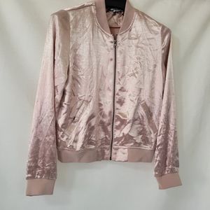 Sz Medium Shiny Pink Thin Zipup Design Lab Lord & Taylor
